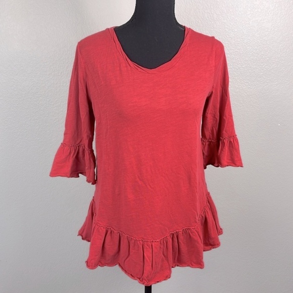 Matilda Jane Coral Red Ruffle Peplum Tunic - Picture 4 of 12